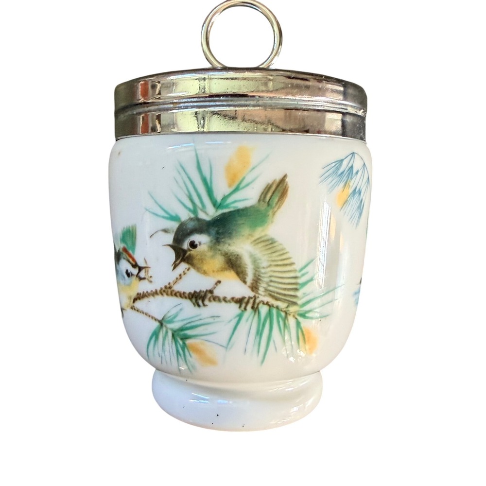 Royal Worcester Porcelain Egg Coddler King Size Birds Pine Needles Made England